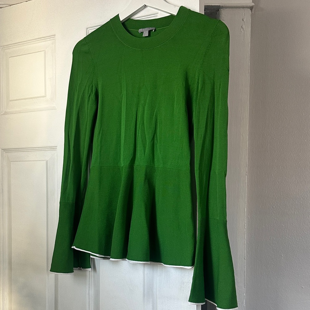 COS Green Long-Sleeve Peplum Sweater